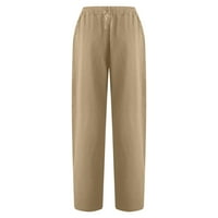 Clearsance Ljeto Capri hlače za žene, žensko pamučno posteljino dugme obrezane hlače gležnjače pantalone