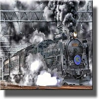 Parni motorna vlaka, slika na istegnuto platno, zidni umjetnički dekor, spreman za objesiti