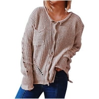 Viikei Womens Dukseri Cardigan džemperi za žene plus veličine modne žene casual okruglica dugih rukava