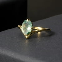 Prirodni mahovina agatski prsten, 18k zlato preko srebrnog zakrivljenog prstena za žene