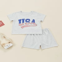 Novorođenče Dječak Dječak 4. jula odjeća Američka zastava Thers The Tops + Shorts Outfits set