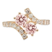 1.98ct okrugli rez ružičasti simulirani dijamant 18k žuti zlatni godišnjički angažman prsten veličine