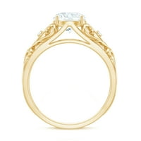 Okrugli rez Moissite Solitaire zaručni prsten, zlatni filigranski prsten, 14k žuto zlato, SAD 7.50