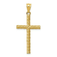 Dizajner 14k žuti zlatnik Saten & Diamond -Ct Cross Privezak proizveden u Sjedinjenim Državama -Jetužljivosti
