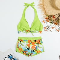 Žene kupaći kostim moda cvjetni print Halter Split kupaći kostim bikini Print High Squik odjeća za plažu