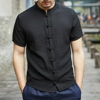 Labava bluza Muška posteljina Kineska odjeća Tanga odijelo Henley majica s kratkim rukavima za muškarce
