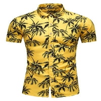 Glookwis Men rever vrat Havajska bluza Casual Regular Fit Tee Floral Print Majica s kratkim rukavima
