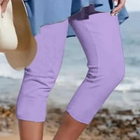 Viikei teretni hlače Žene posteljine Hlače Žene Ljetne hlače široke noge za žene Ženske atletičke obrezive