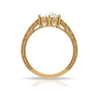 Rosec Jewels CT Moissite Solitaire Angažman prsten za žene, moissan zaručnički prsten sa isklesanim