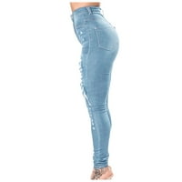 Žene Slim ispljene raširene gradijentne duge traperice traperice obične hlače