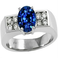 Tommaso Design Round Created Blue Sapphire Prsten u KT bijeloj zlatnoj veličini 5. Odrasli za odrasle