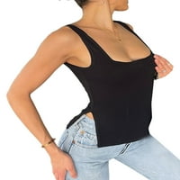 Merqwadd ženski tenk Najbolji bluza bez rukava u kvadratnom vratu Basic Slim Racerback Ljetne majice