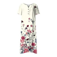 Ženske ljetne haljine za žene A-line haljina Datum Ležerne prilike Dužina gležnja V-izrez cvjetni ružičasti