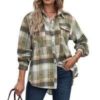 Bluze za žene plaćene majice prevelika jeseni odjeću plairana jakna s dugim rukavima majica majica modna