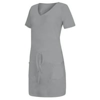 Haljine za žene plus veličine ženski čišćenje poklopca čvrstog V-izrez kratkih rukava kratke casual