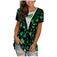 Vrhovi za ženske majice kratkih rukava modni smiješni zeleni 3D tiskani odmor casual majica tunika bluza