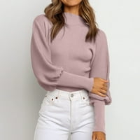 Žene pulover džemper visokih ovratnika Čvrsta boja dugih rukava gusta ležerna vrhova jesen zimski džemper