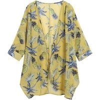 Feterrnal ženski cvjetni print Sheer šifon labavi kimono kardigan kape za zaštitu od sunca Maxi haljine