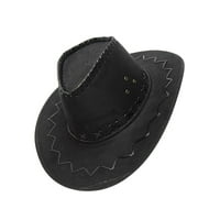 Dječja vintage široka podložna kapa za pograde Western Cowboy Hat Boys Girls Jazz Cap Proljeće Ljetni šešir - crni