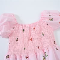 Dvogodišnja djevojčica haljina dječja djeca ljetna leptir princeza haljina lisnato rukava ružičasta