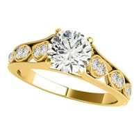 Aonejewelry 14K Solid Gold Prirodni dijamantski katederni stil Zaručni prsten sa CTTW okrugli oblici