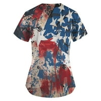 Ženske bluze Dan za žene Neovisnosti Ispiši kratki rukav V izrez Top radna košulja tamno plava xxl