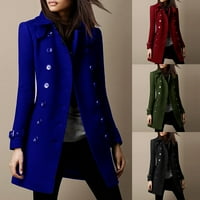 Ženske kapute s dvostrukim grudima lapelj od vunene kapute Dugi parka plavi xxl