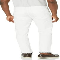 Muške chino hlače ravne noge lezde casual fit pantalone uzorak, svijetlo bijeli, 34