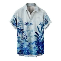 Muškarci vrhovi, muški casunski gumb dolje majice kratki rukav tropskih tiskanih majica ljetna vintage