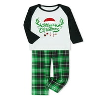 Božićna porodična pidžama Podudarni set, s dugim rukavima pisma za ispis majica sa plaičnim hlačama