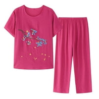 Pamučni trenerkovi za žene za žene ljetne elastične struk pantalone prodaja pidžama cvjetni proljetni