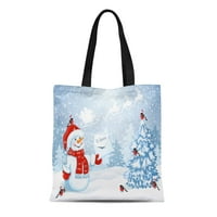 Platno torba Božić smiješan snjegović u Santa Cap Pismo za Claus za višestruku rame za višekratnu upotrebu