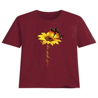 WRCNOTE DAMIES TEE Sun cvjetni print majica kratkih rukava Na vrhu rada Modni majica Leptir Pismo Ispisano