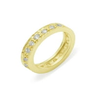 Britanci napravio je 10k žuto zlato kubic cirkonijski ženski Zirni prsten - veličine opcija - veličine 7.5