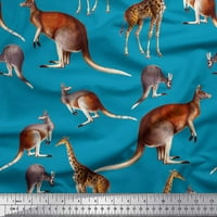 Soimoi Gold Satin svilena tkanina kenguru i žirafa životinjski dekor tkanina tiskano dvorište široko