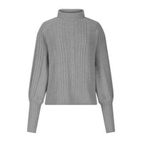 TKLPEHG Womens Duge rukava Pulover Crewneck Debeli pleteni pulover vrhovi dugih rukava Trendy Tops Jesen