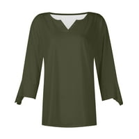 Zunfeo Fall majice za žene - V-izrez Loop Fit Solid Pulover casual vrhovi ruffles comfy rukava tunika