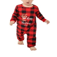 Fanvereka božićne pidžame za porodicu, crvenu kariku i slova ispisani uzorak dugih rukava i hlače