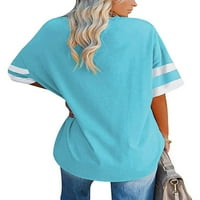 Anbech košulja ramena za žene prevelika majica V izrez Casual Solid labav fit kratki rukavi
