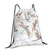 Vintage DragonFlies cvjetni ruksak za crtanje za školsku sportsku plažu Yoga Voda otporna na teretanu