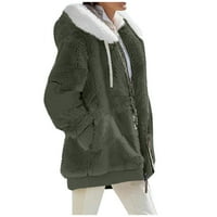 Ženski vrhovi moda Soild zimski lomato plišani kaputić dugih rukava kapuljač kapuljača Zelena s