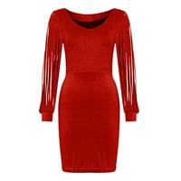 Ljetne haljine za žene rukav A-line mini casual club polka dot v-izrez haljina crvena xxl
