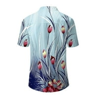 Ženski vrhovi kratkih rukava cvjetna bluza Casual Women Ljeto Henley T-majice Light Blue XL