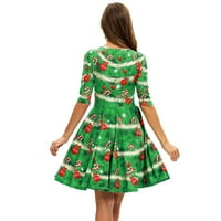 Ženske oblače Božićna odjeća Digitalni tisak Ženska sklopljena haljina s srednje rukave Svestrana moda
