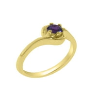 Britanska napravljena real 14k žuti zlatni prirodni ametist Žene Obećani prsten - Opcije veličine -