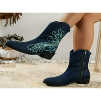 Woobling Womens Cowgirl Boots Chunky Heel Western Boot Cvjetni čizme Dame cipele Neklizaju Berzna casual