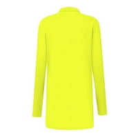 Bazyrey ženski kardigani na dugim rukavima Trendi solid labavi bluze Cardigan casual pulover žuti 2xl