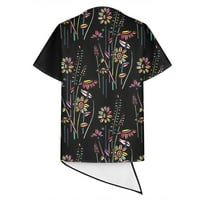 PBNBP Ženski ljetni vrhovi Ležerne prilike Cvjetni nosač V izrez nepravilne majice kratkih rukava