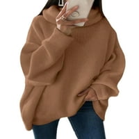 Beiwei žene ugodne zimske topljene džumper dugih rukava labav pulover dame, puni u boji pleteni džemperi