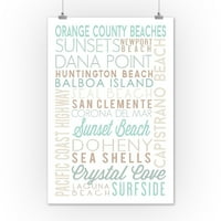 Plaže Orange County, Kalifornija, tipografija
